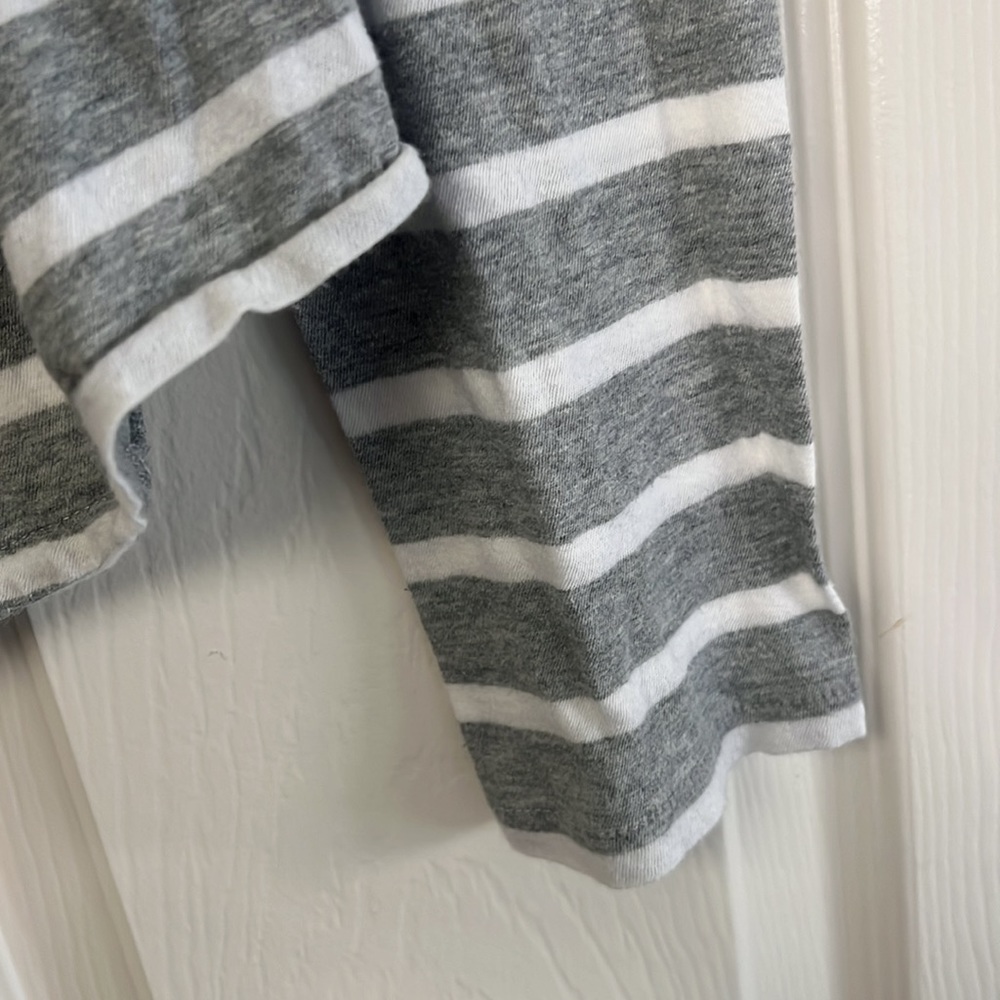 J. Crew grey white striped cotton lightweight long sleeve drape cardigan top M - Picture 7 of 8